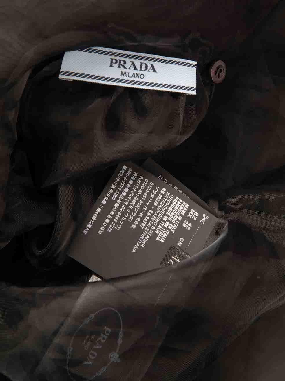 Prada Black Sheer Silk Mock Neck Midi Dress Size M For Sale 1