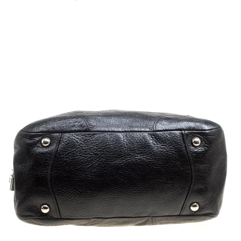 Prada Black Shimmering Leather Top Handle Bag 2