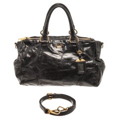 Prada Black Shine Leather 2Way Satchel Bag