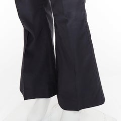 PRADA black shiny nylon mid waisted flare boot cut crop trousers IT46 S