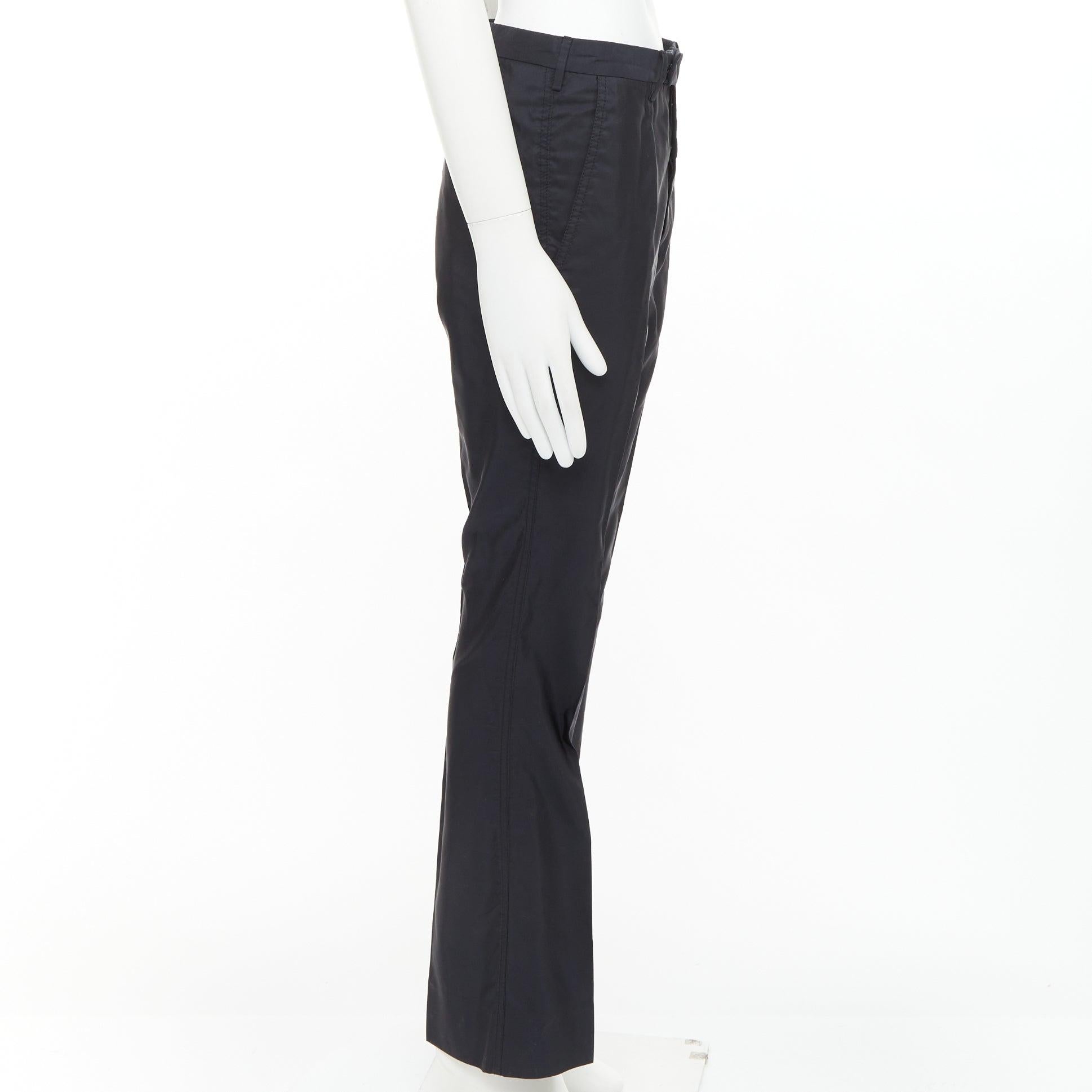 PRADA black shiny nylon mid waisted flare boot cut crop trousers IT46 S en Bueno estado para la venta en Hong Kong, NT