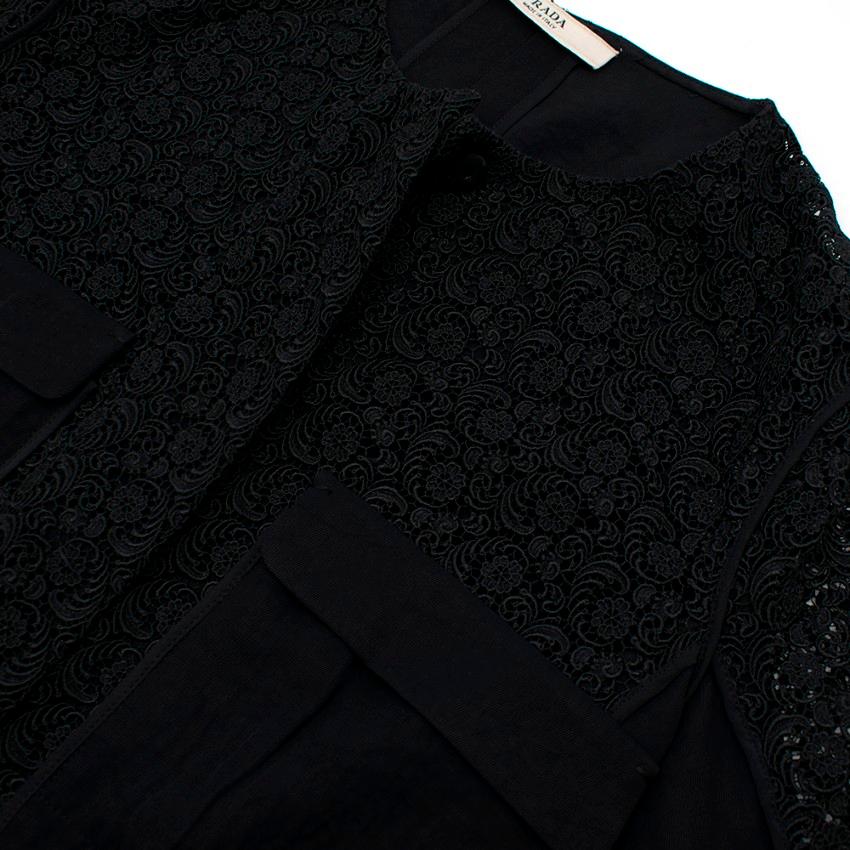 Women's Prada Black Short Tailored Lace Jacket M UK10