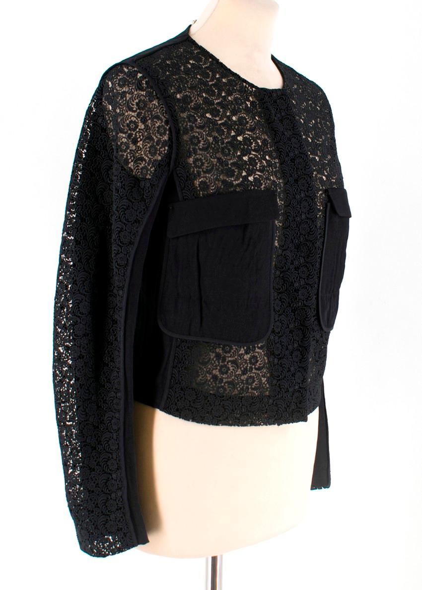 Prada Black Short Tailored Lace Jacket M UK10 3