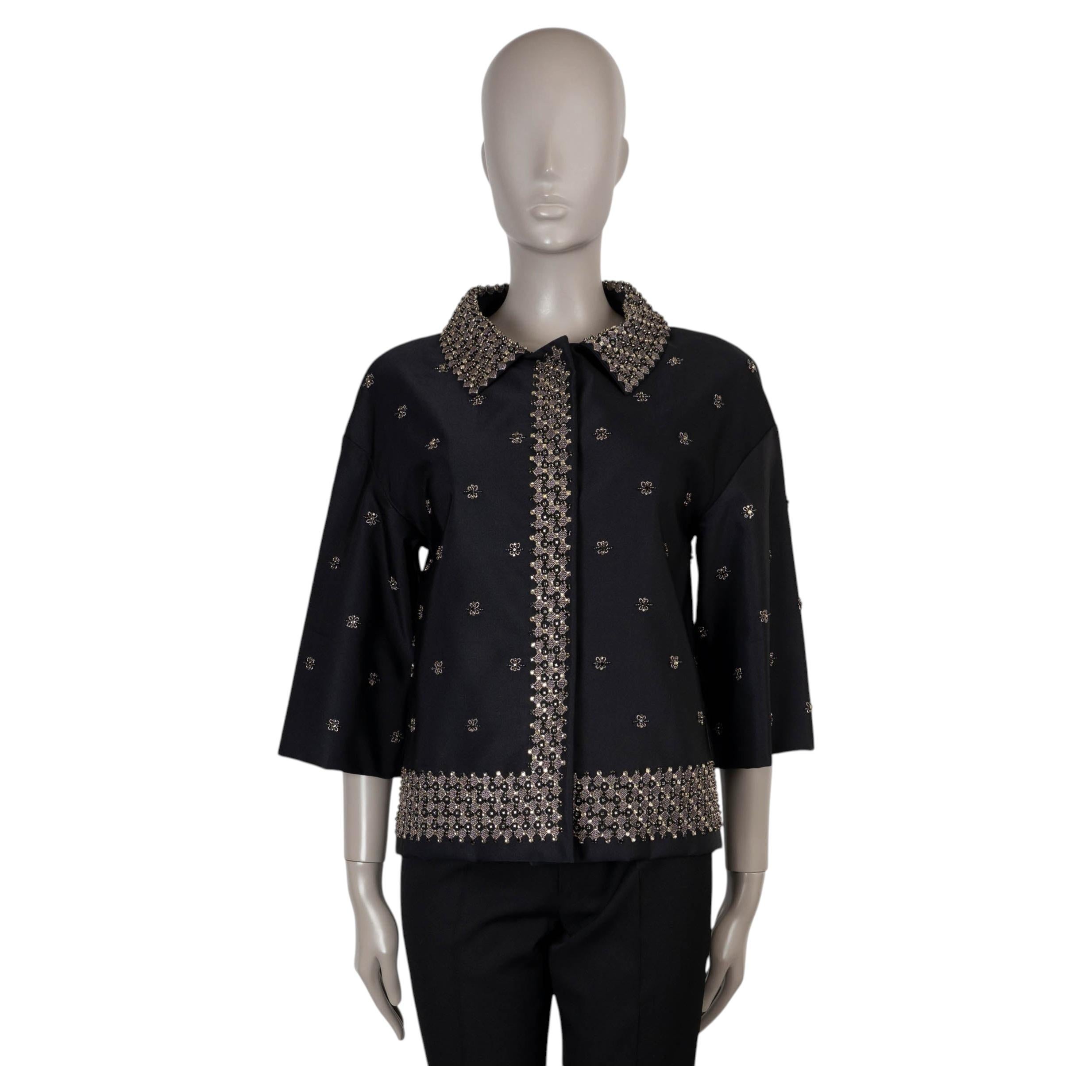 PRADA Giacca in seta nera 2004 con perline 38 XS