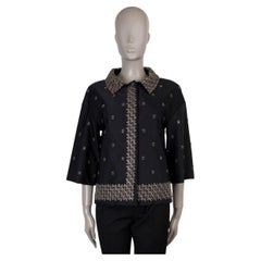 PRADA black silk 2004 BEADED Jacket 38 XS