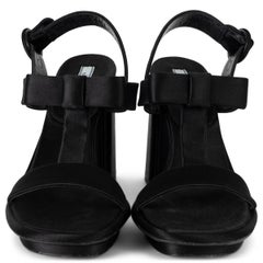 PRADA black silk 2013 BOW SATIN PLATFORM Sandals Shoes 39