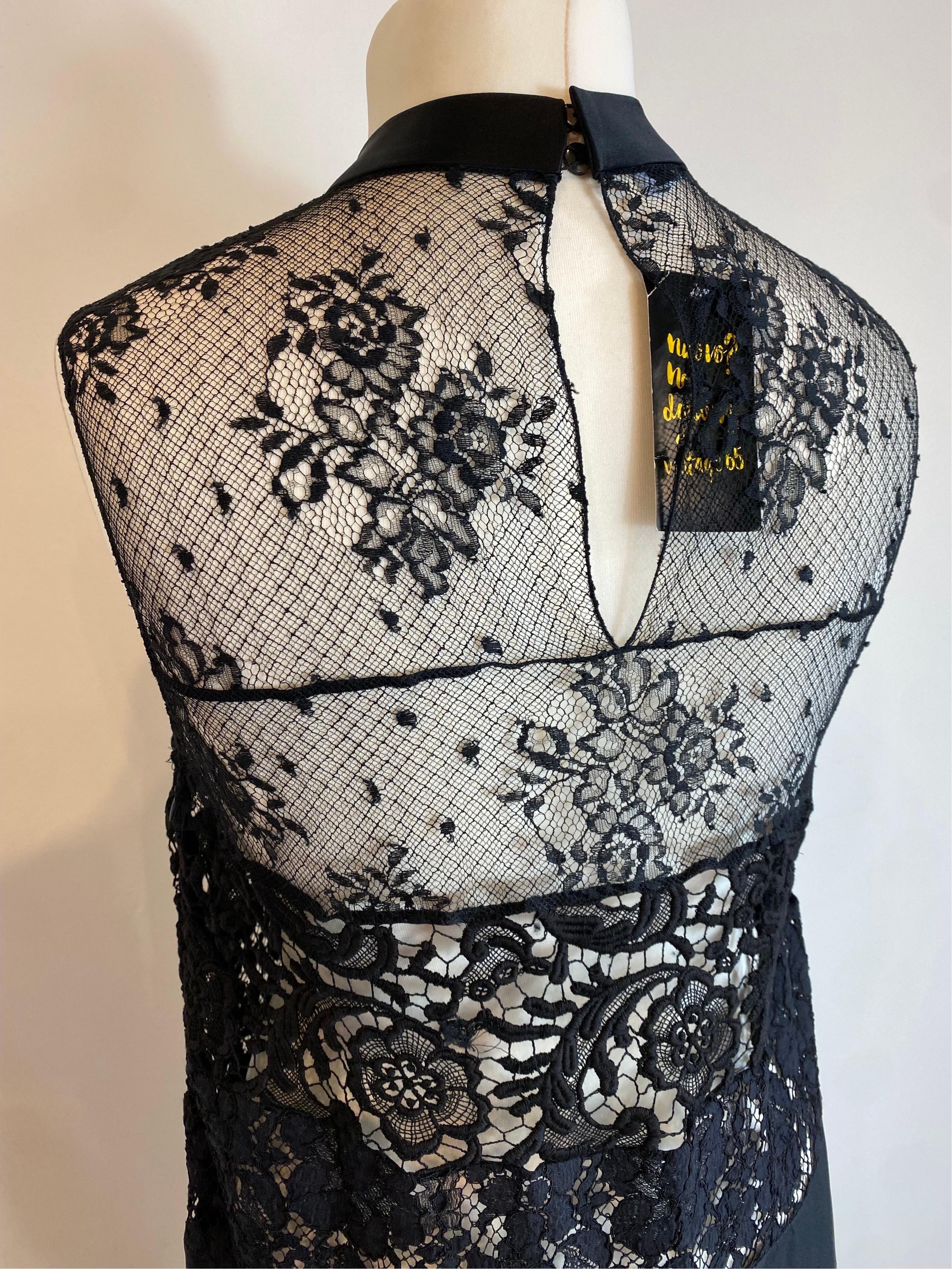 Prada Black Silk and Lace Dress For Sale 2