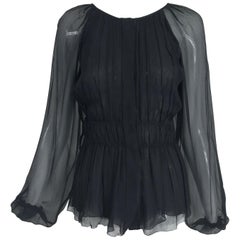 Prada Black Silk Chiffon Blouse