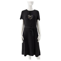 Prada Black Silk Dress With Studs Embroidered Artwork