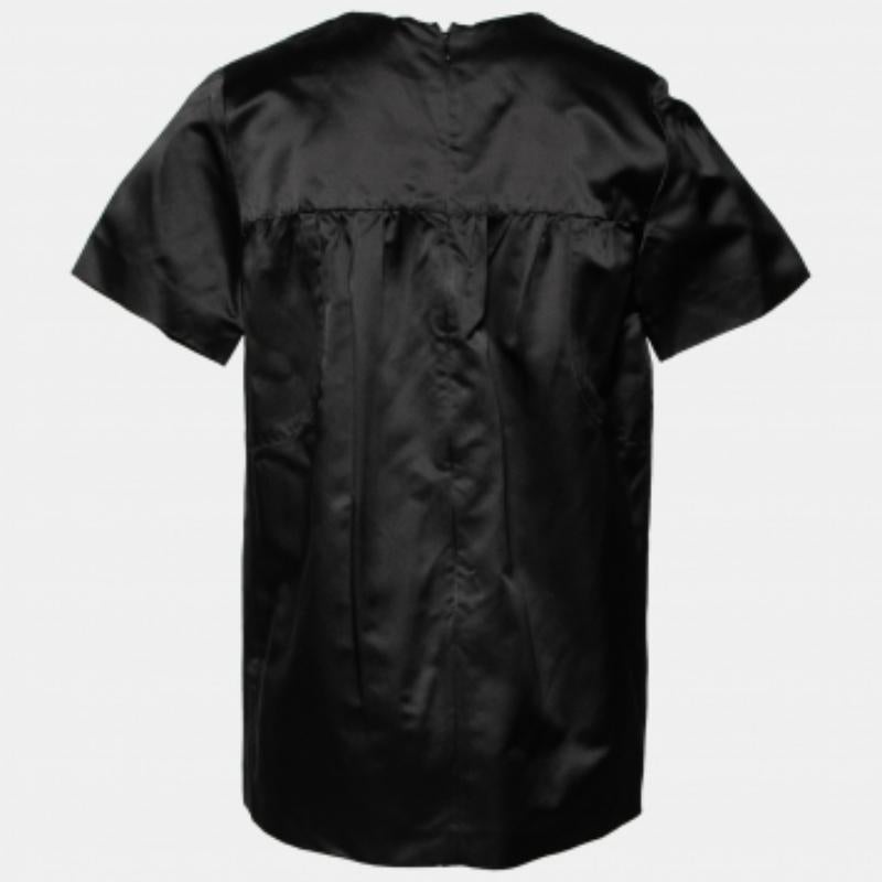 Nero Prada - Top in seta nera con dettaglio arricciato M. in vendita