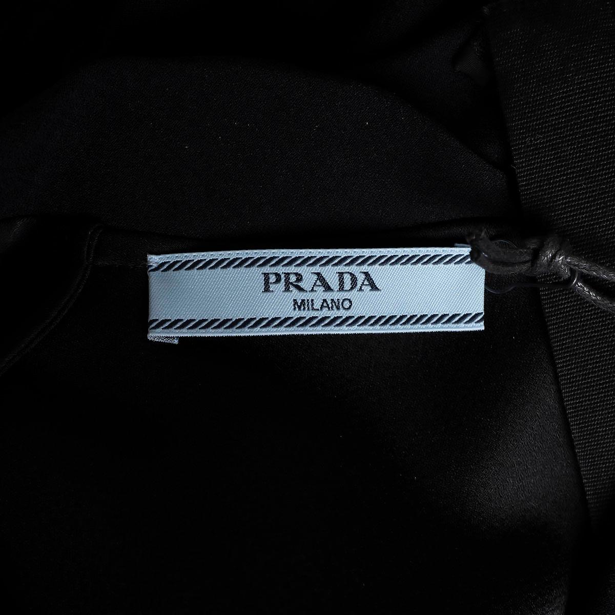 PRADA black silk JEWELLED LAVALIERE Blouse Shirt 40 S For Sale 2