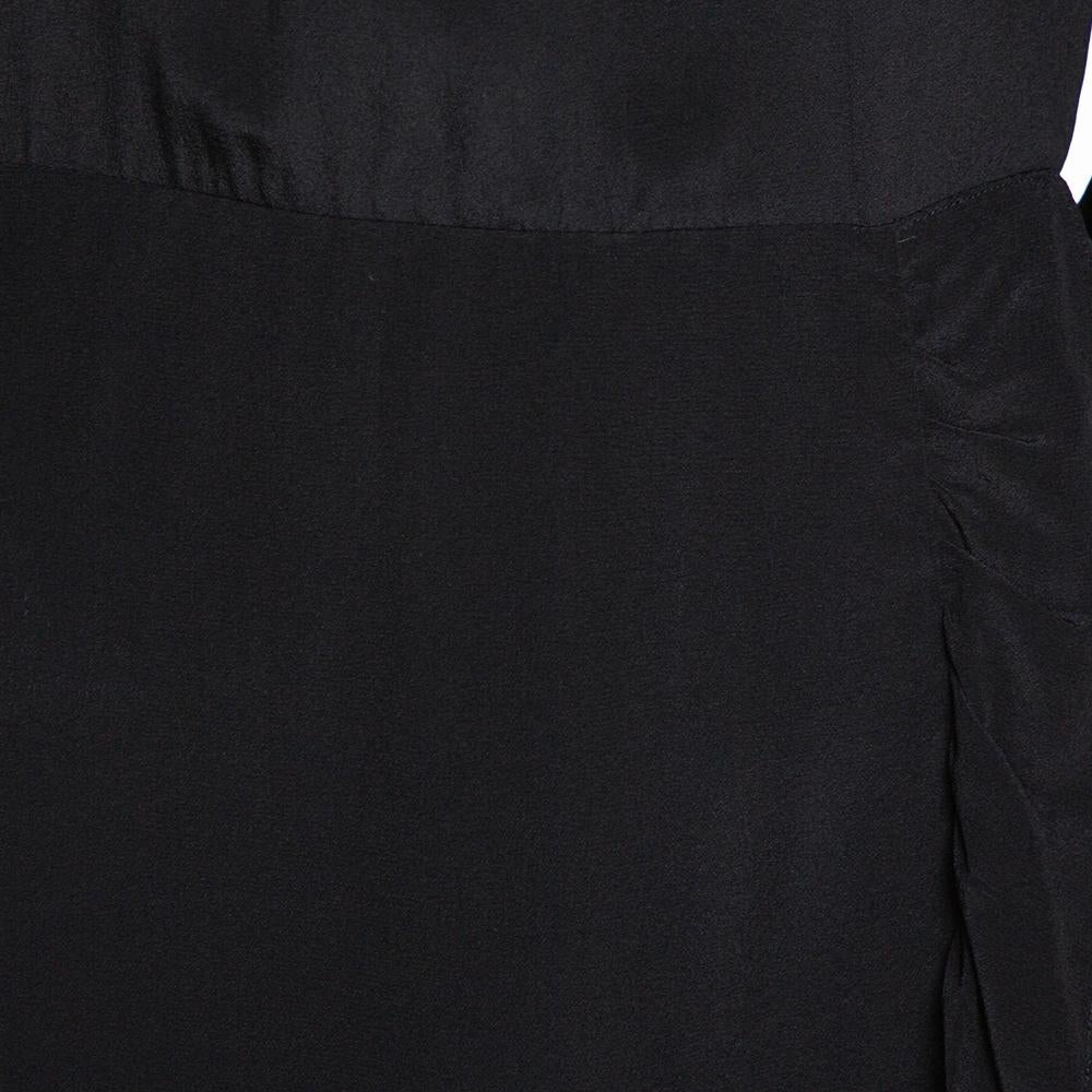 Women's Prada Black Silk Lace Trim Ruffled Midi Dress M