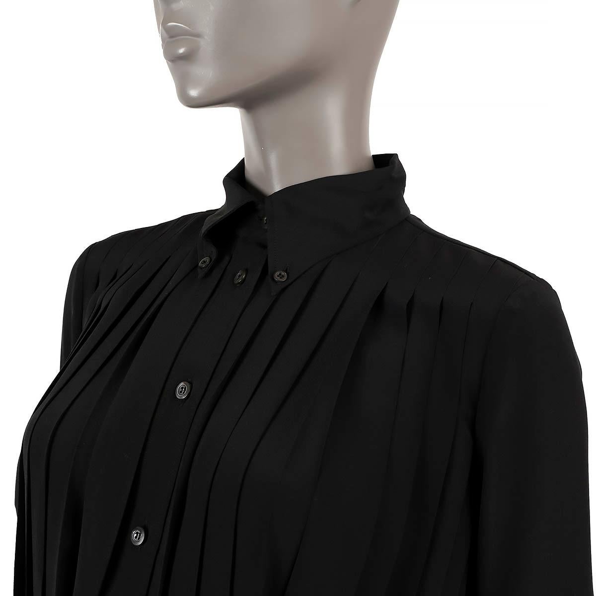 PRADA black silk PLEATED Blouse Shirt 40 S For Sale 1
