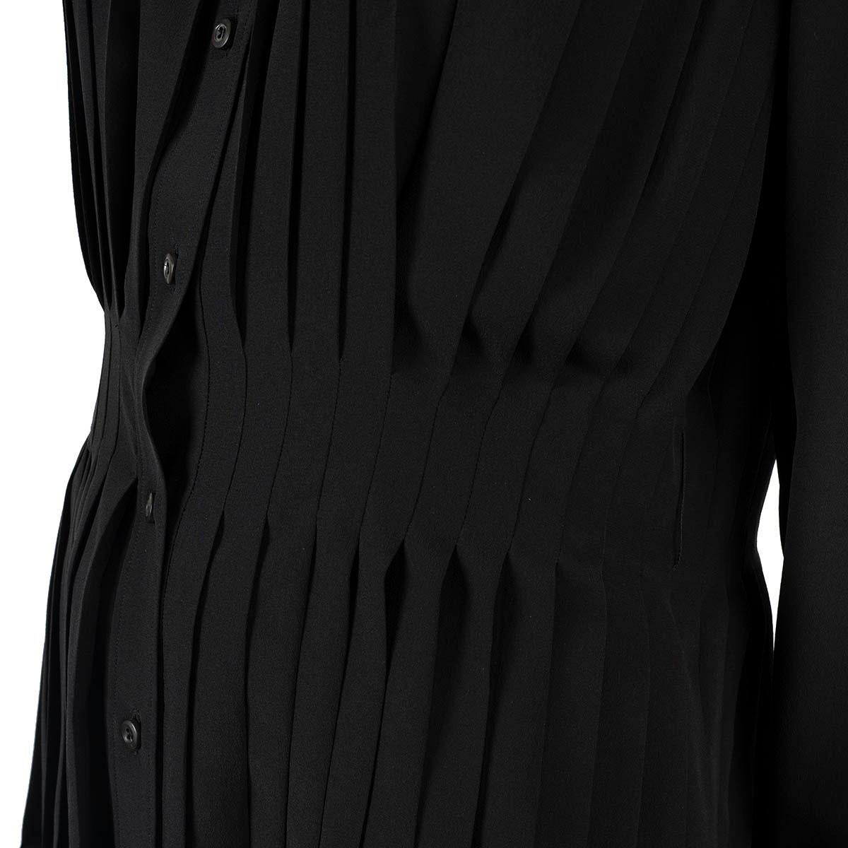 PRADA black silk PLEATED Blouse Shirt 40 S For Sale 2
