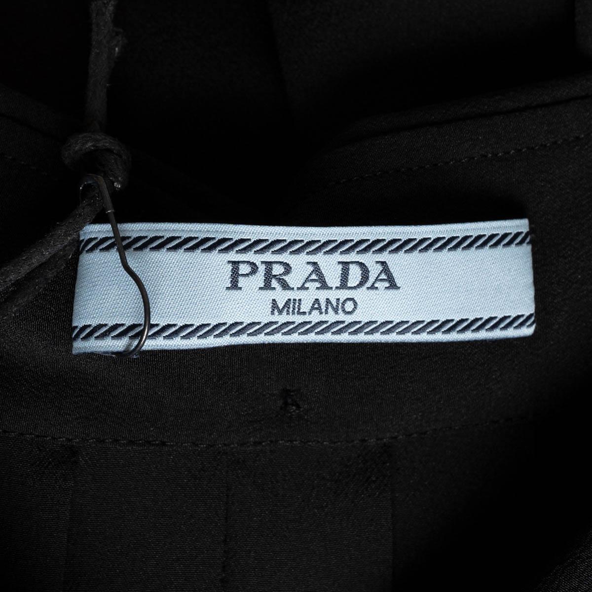 PRADA black silk PLEATED Blouse Shirt 40 S For Sale 3
