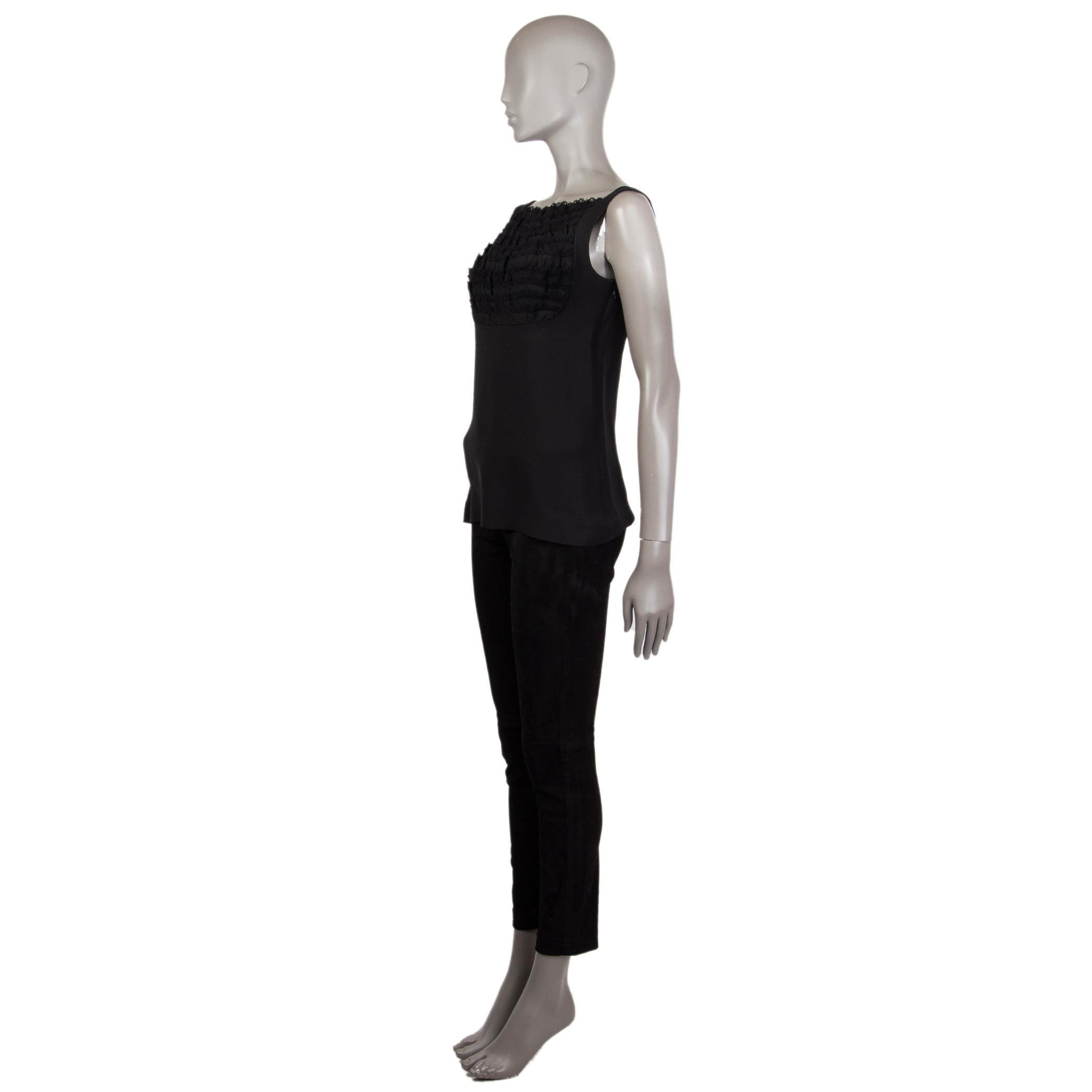 PRADA Schwarzes Seidenhemd RUCHED Tank Top Shirt 38 XS Damen im Angebot