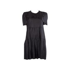 PRADA black silk RUFFLED Short Sleeve Cocktail Dress 46