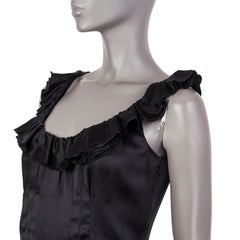 PRADA black silk RUFFLED Tank Top Shirt 42 M