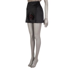 PRADA schwarz Seide SATIN FLOWER WRAP MINI Rock 40 S