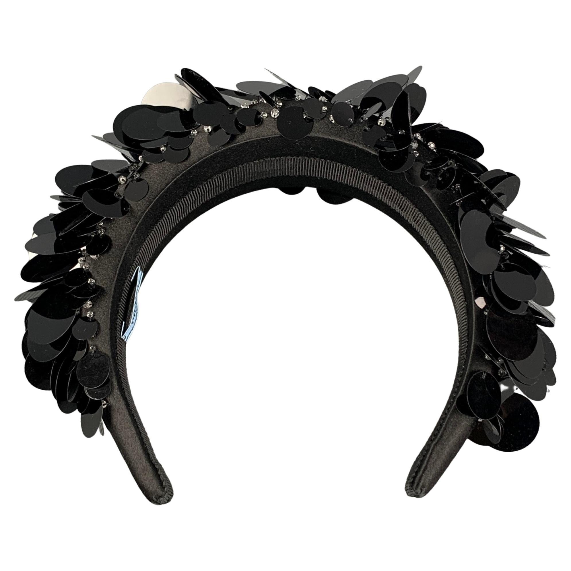 PRADA Black Silk Sequined Headband For Sale at 1stDibs