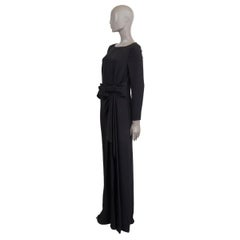 PRADA black silk SIDE SLIT BOW GOWN Maxi Dress 44 L