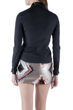 Prada Black Silk Stretch Embellished Button Front Shirt S