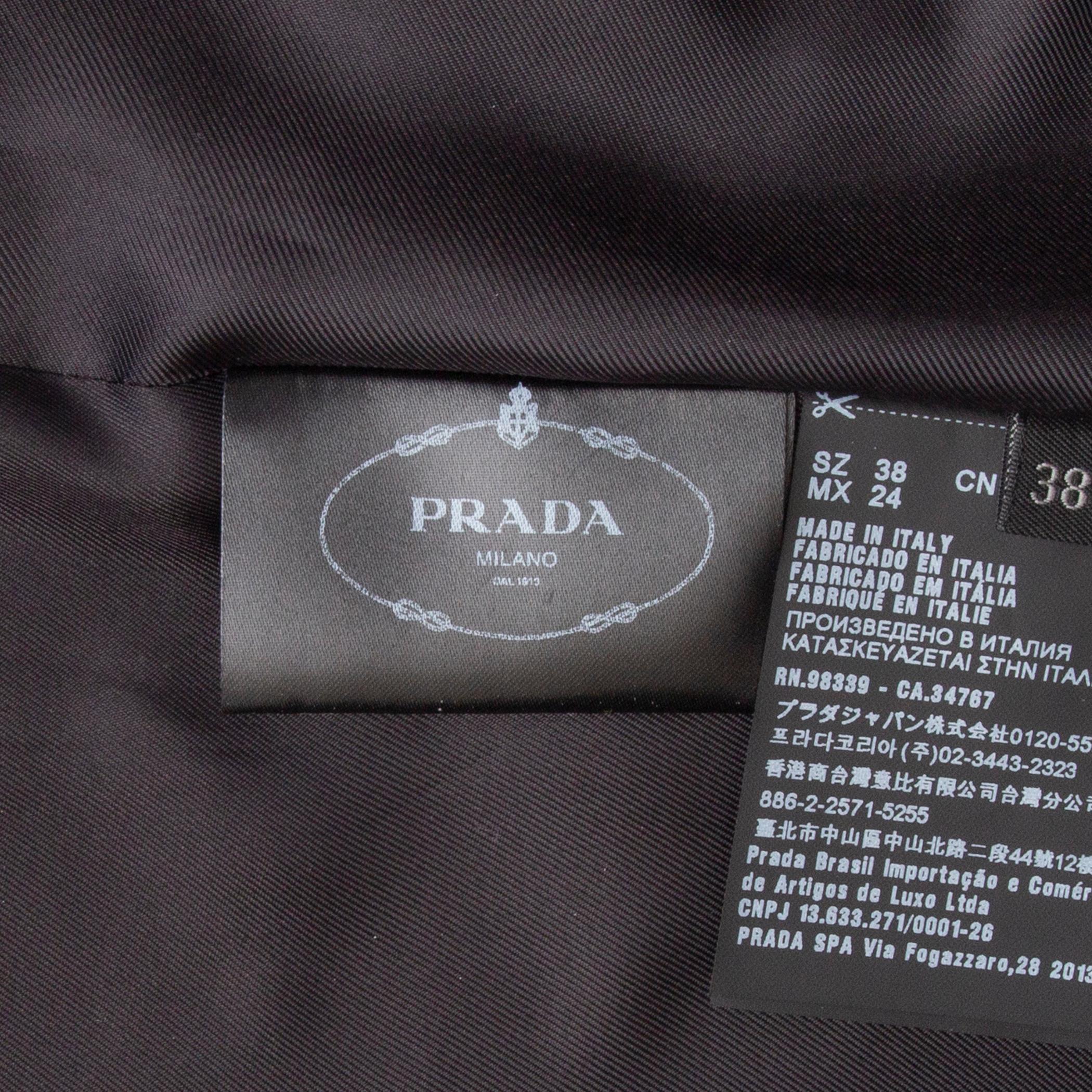 PRADA black silk TULLE CUFF BELTED Cocktail Dress 38 1