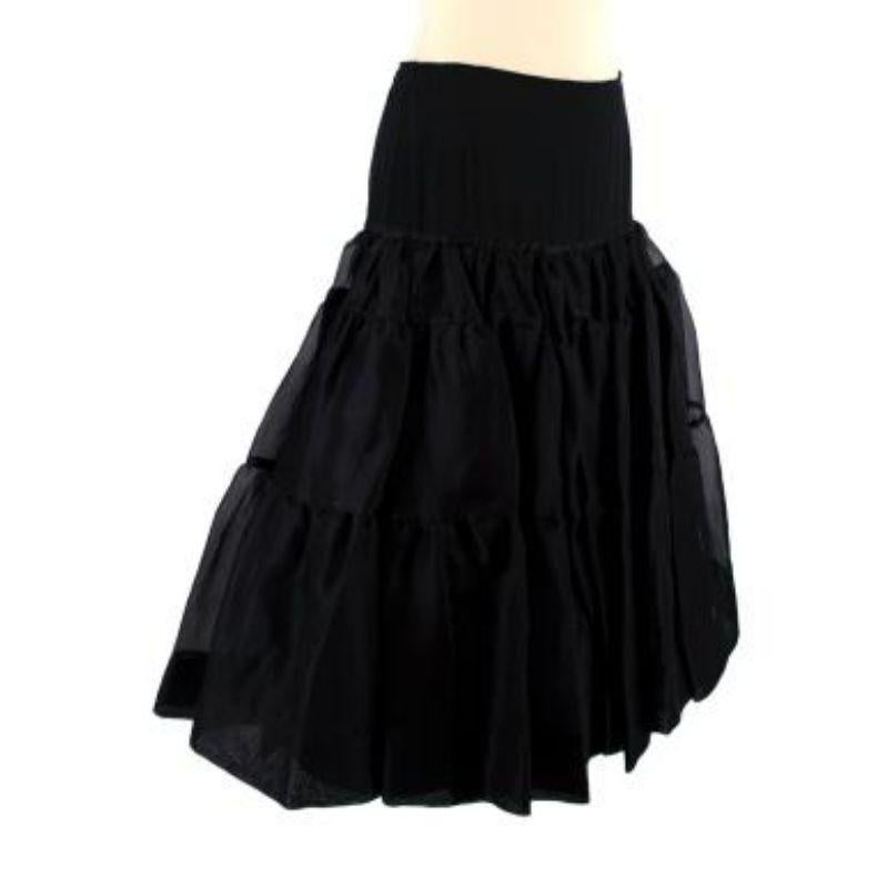 Prada Black Silk Tulle Ruffled Skirt In Good Condition For Sale In London, GB