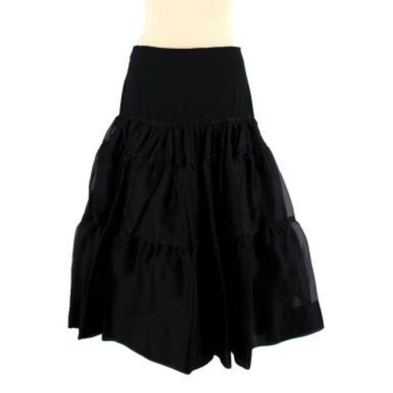 Women's Prada Black Silk Tulle Ruffled Skirt For Sale