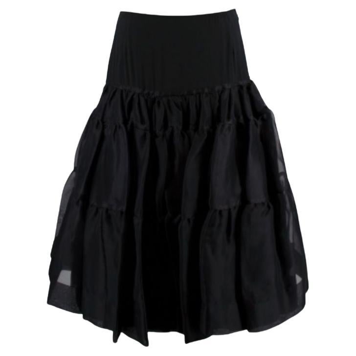Prada Black Silk Tulle Ruffled Skirt For Sale