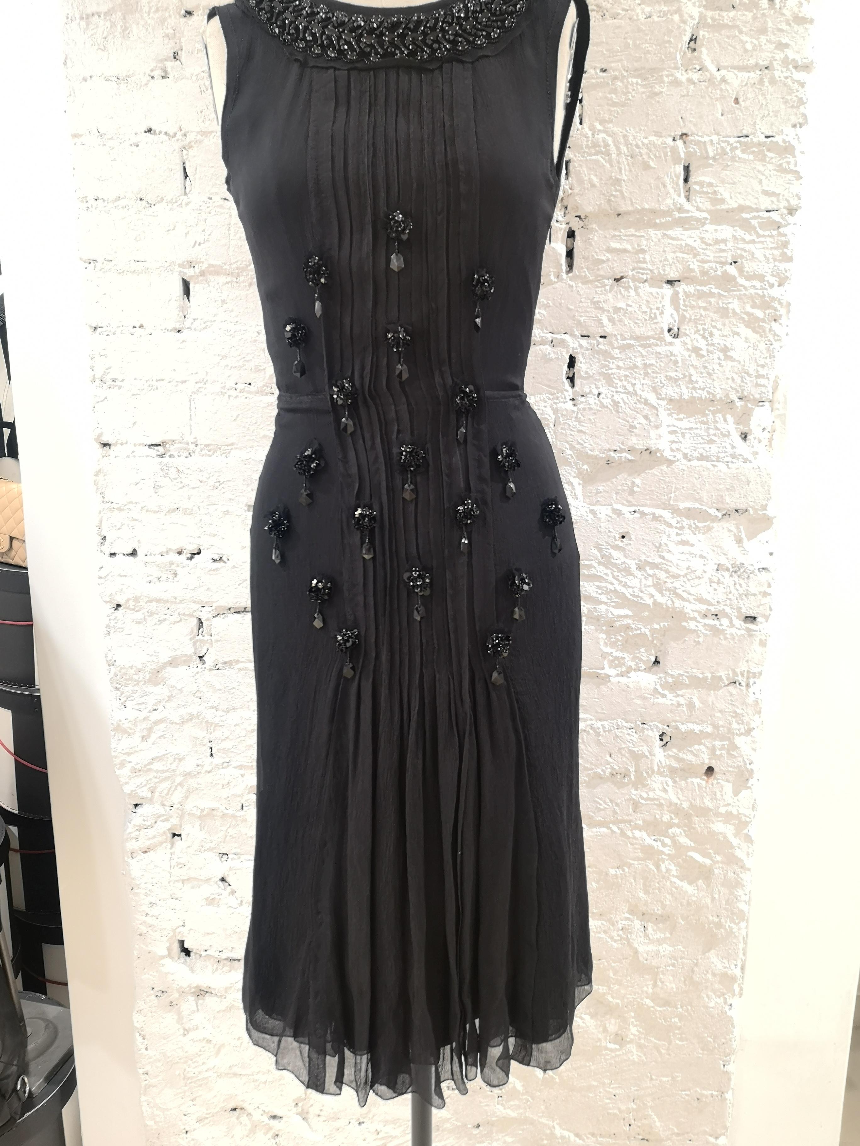 Prada Black silk with swarovsky stones Dress 9