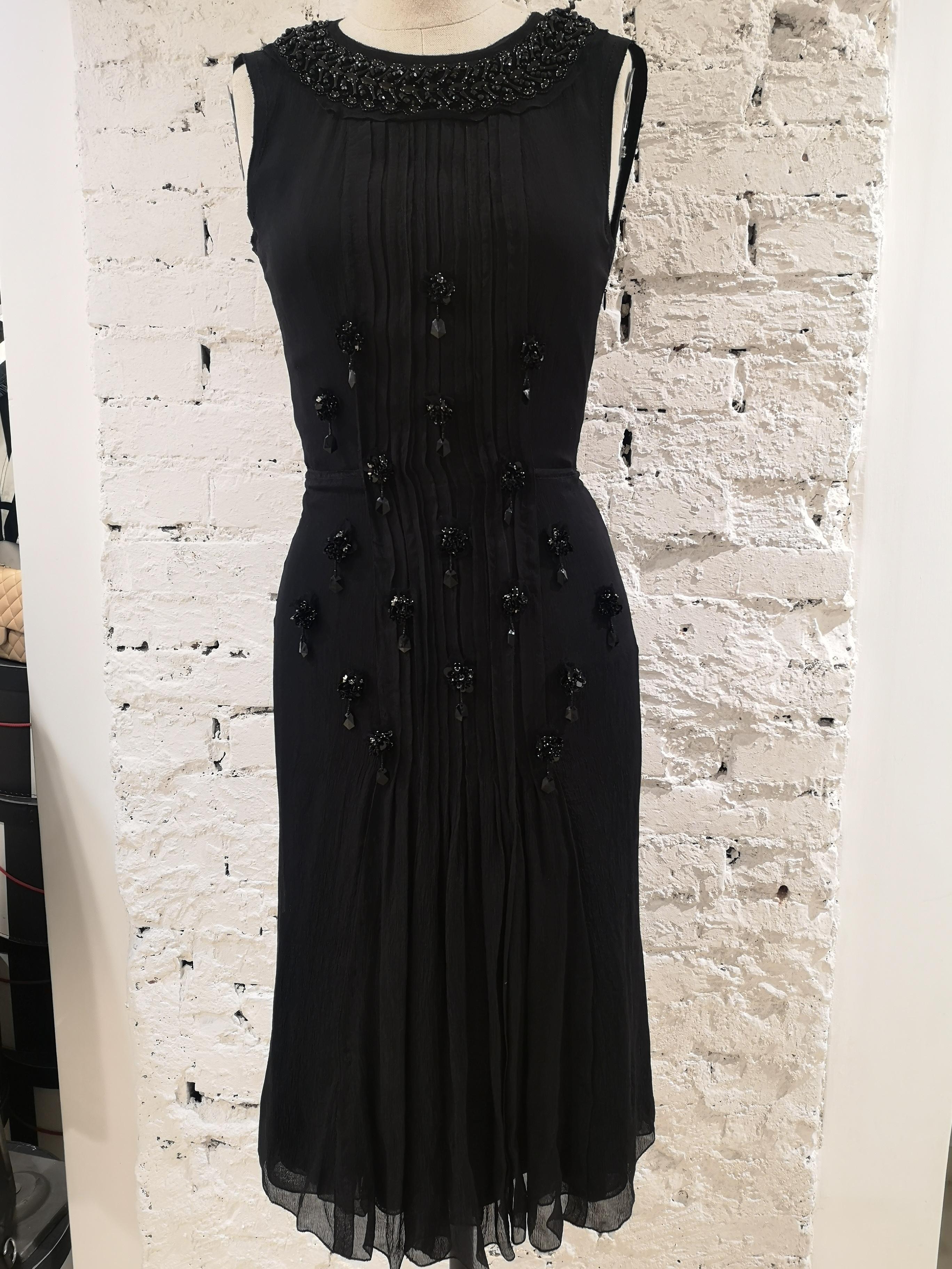 Prada Black silk with swarovsky stones Dress 10