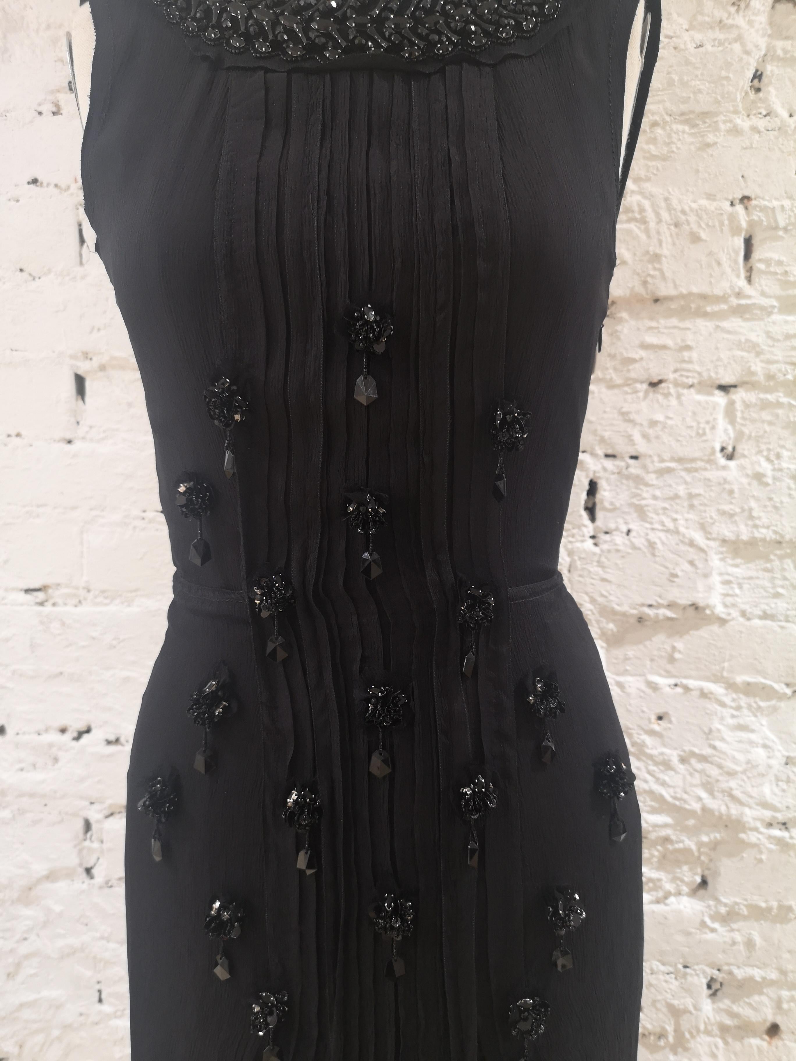 Prada Black silk with swarovsky stones Dress 12