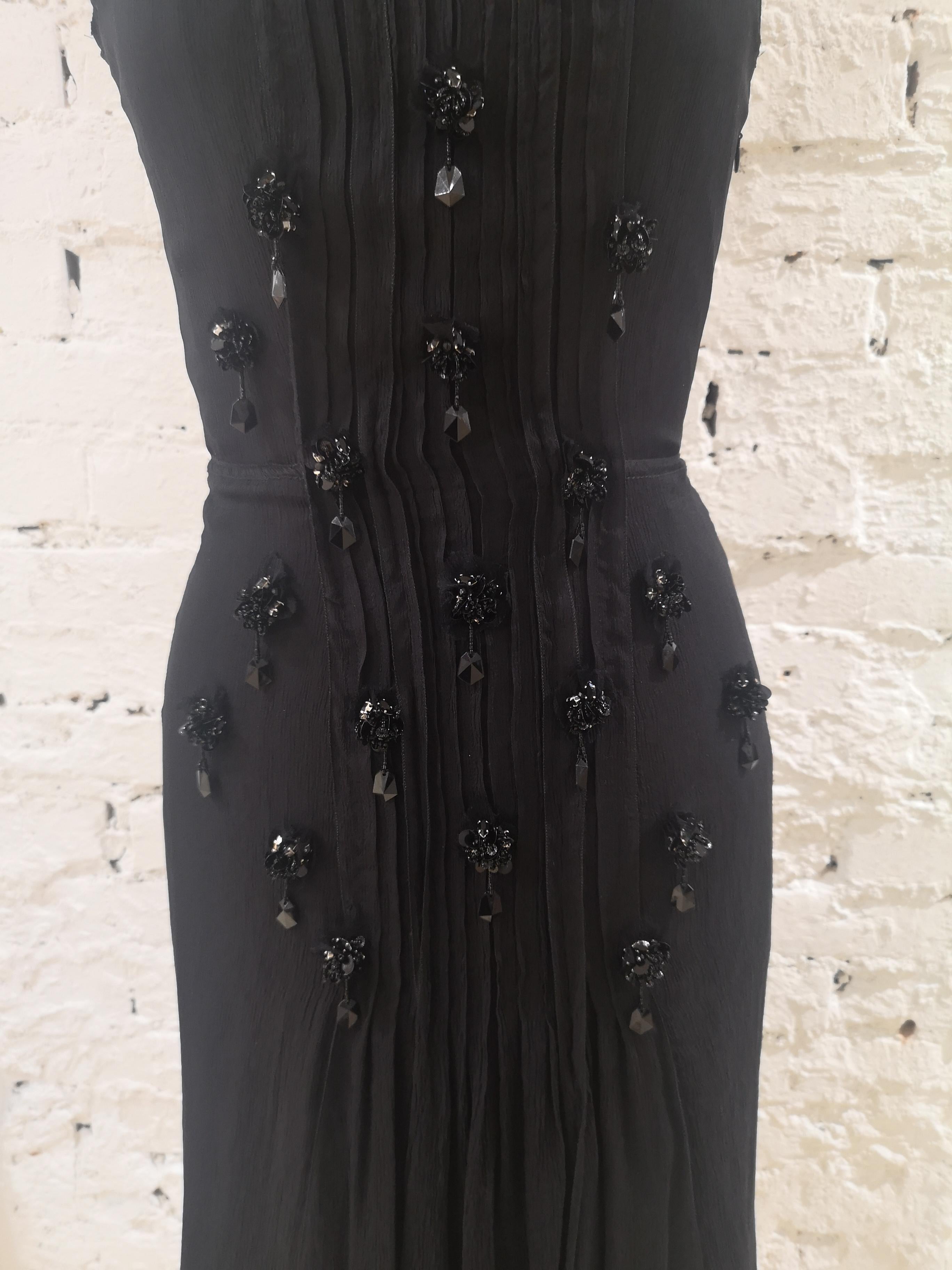 Prada Black silk with swarovsky stones Dress 14