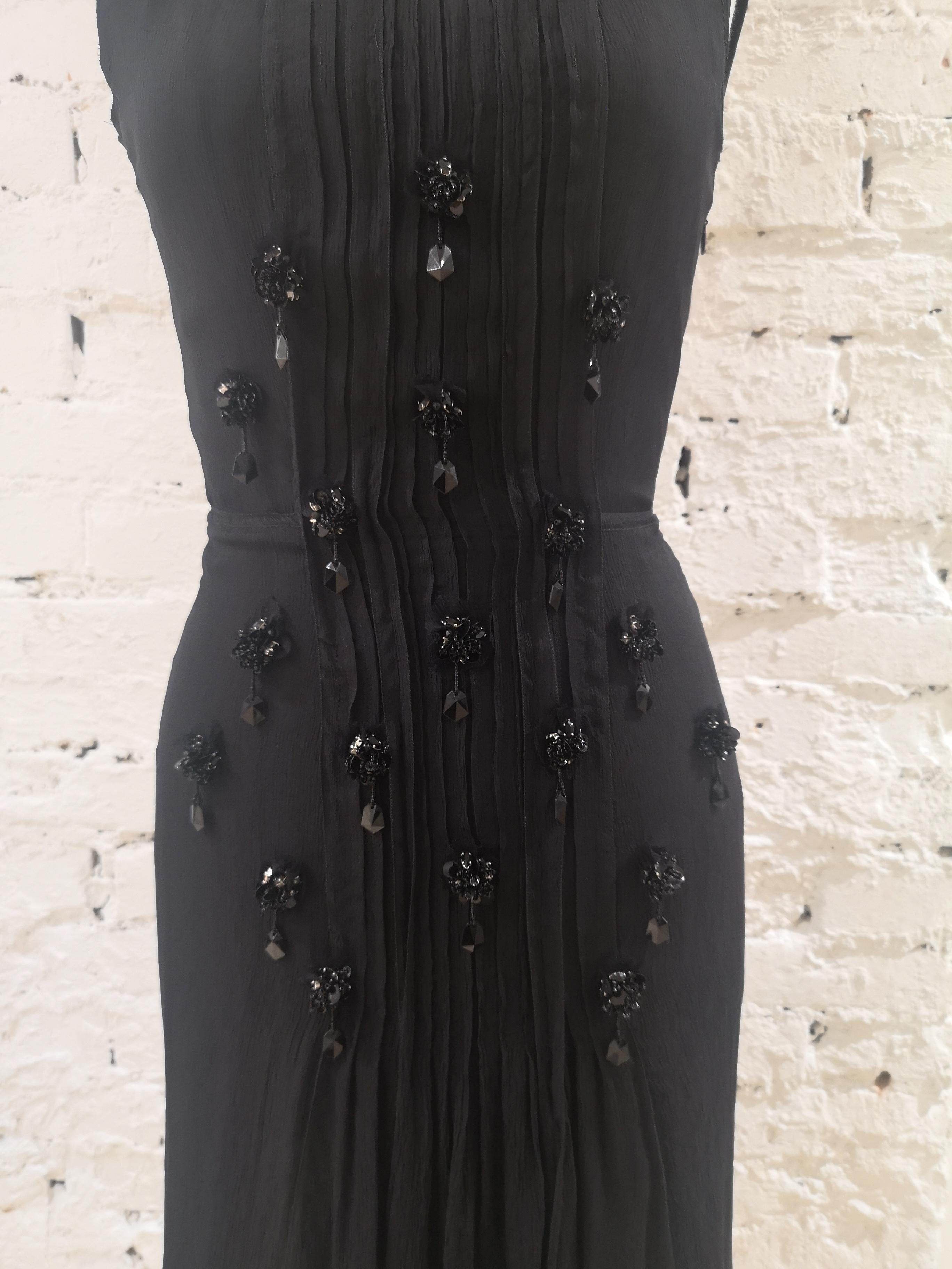 Prada Black silk with swarovsky stones Dress 15