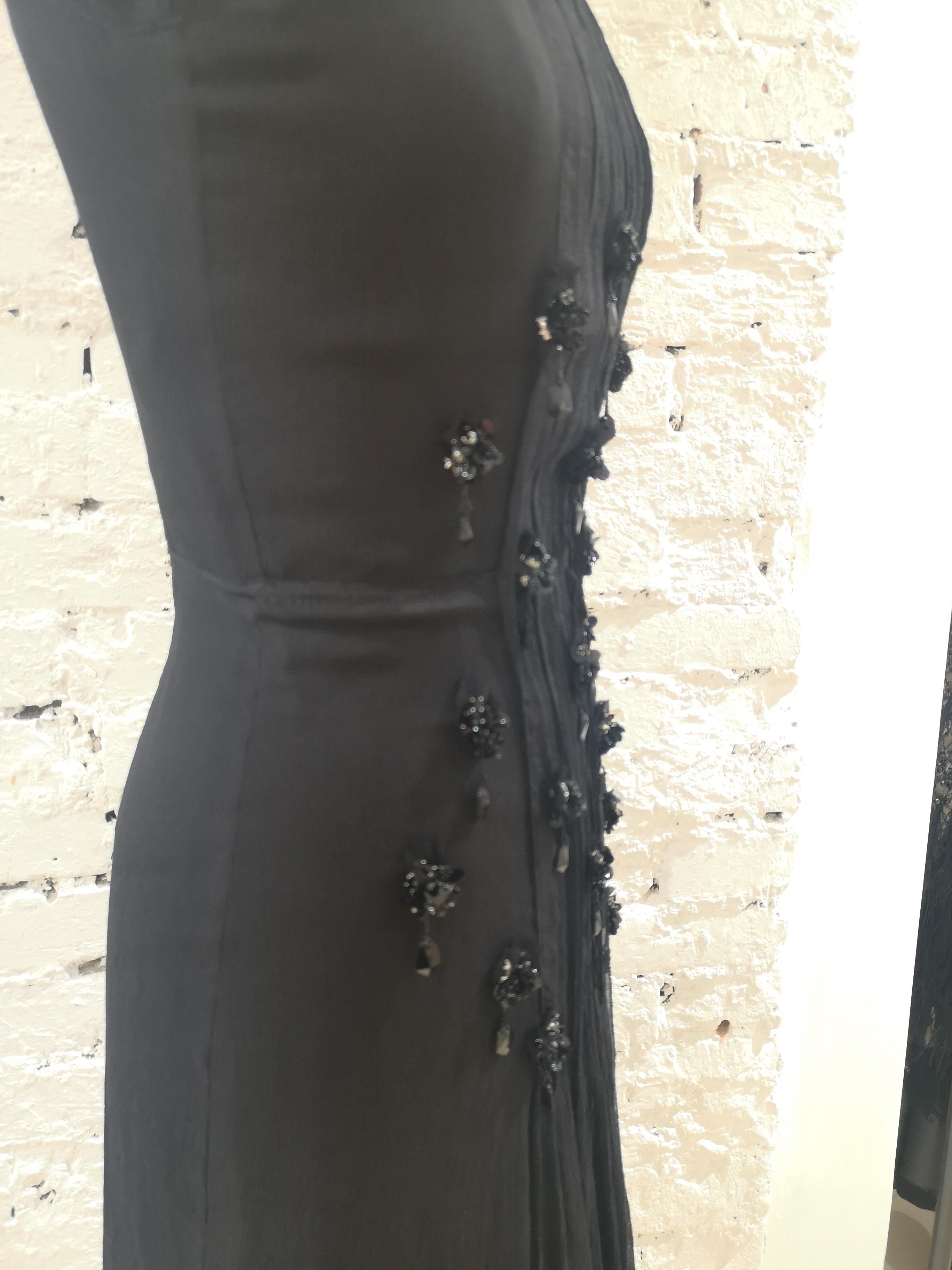 Prada Black silk with swarovsky stones Dress In Excellent Condition In Capri, IT