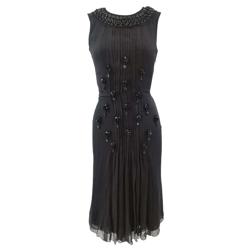 Prada Black silk with swarovsky stones Dress at 1stDibs