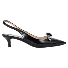 PRADA cuero negro y plateado 2013 ROSE & BOW Slingbacks Zapatos 39