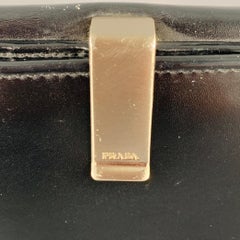 PRADA Black Silver Leather Cardholder Wallet