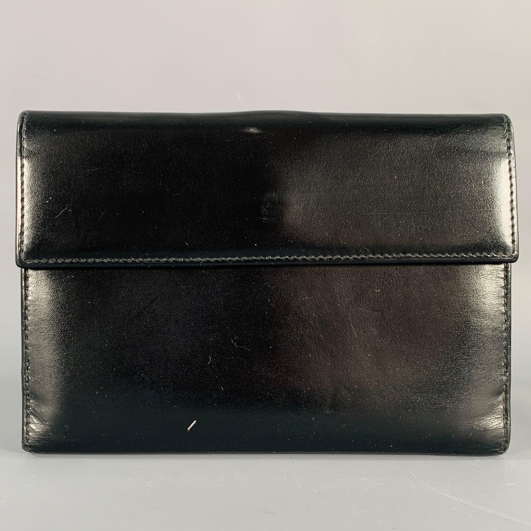 PRADA Black Silver Leather Cardholder Wallet In Excellent Condition In San Francisco, CA