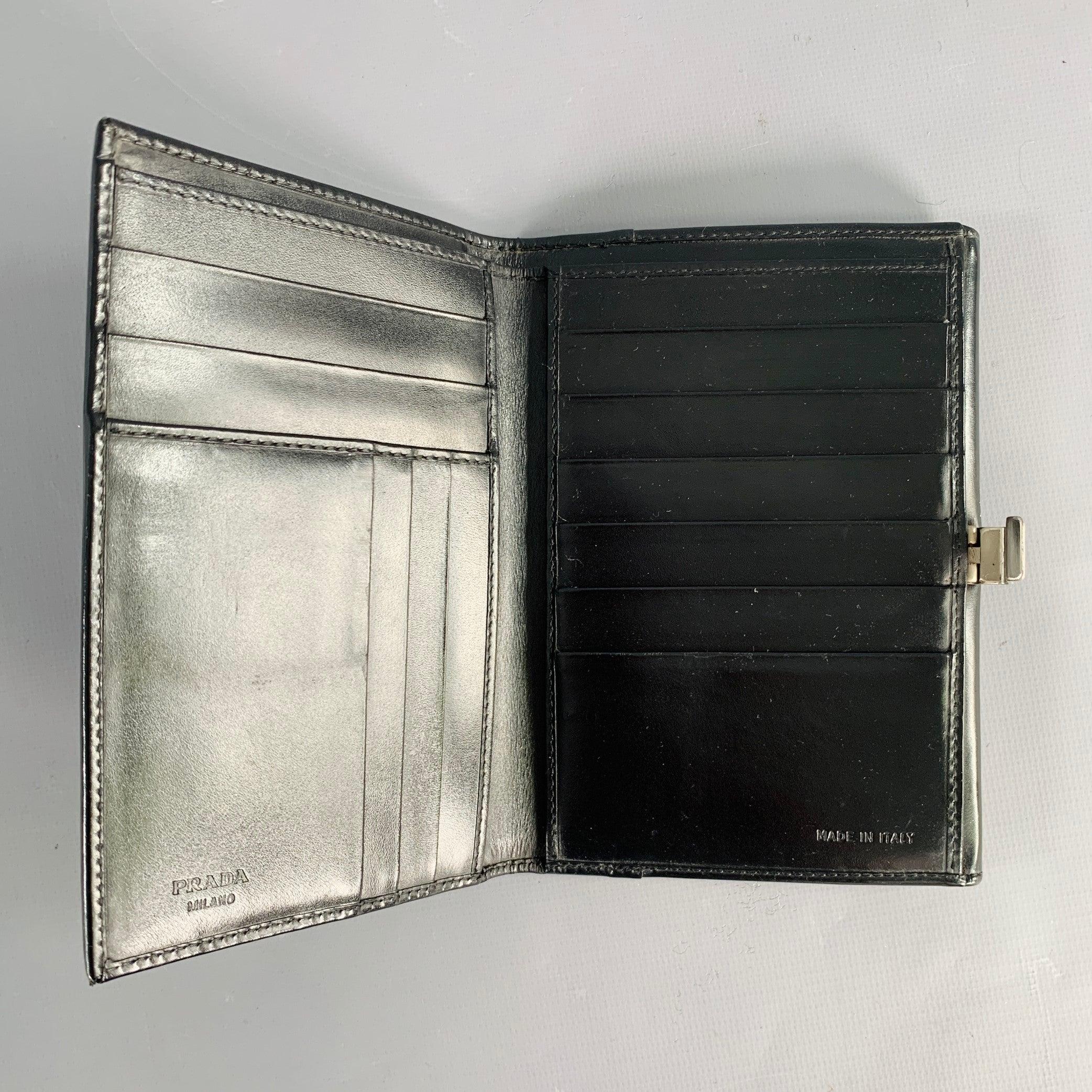 Men's PRADA Black Silver Leather Cardholder Wallet