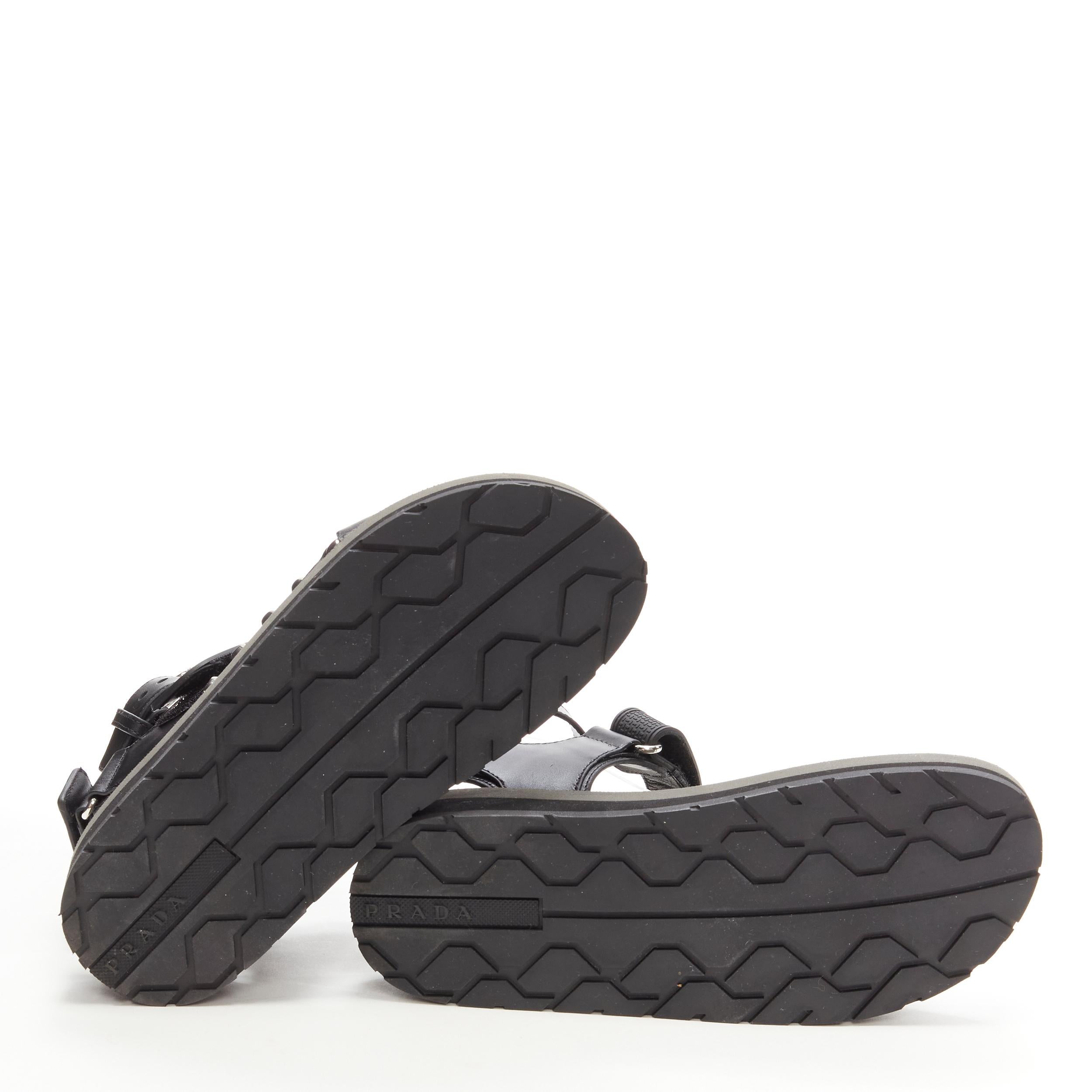 PRADA noir argent punk stud embellis sports strap gladiator sandales EU36 en vente 6