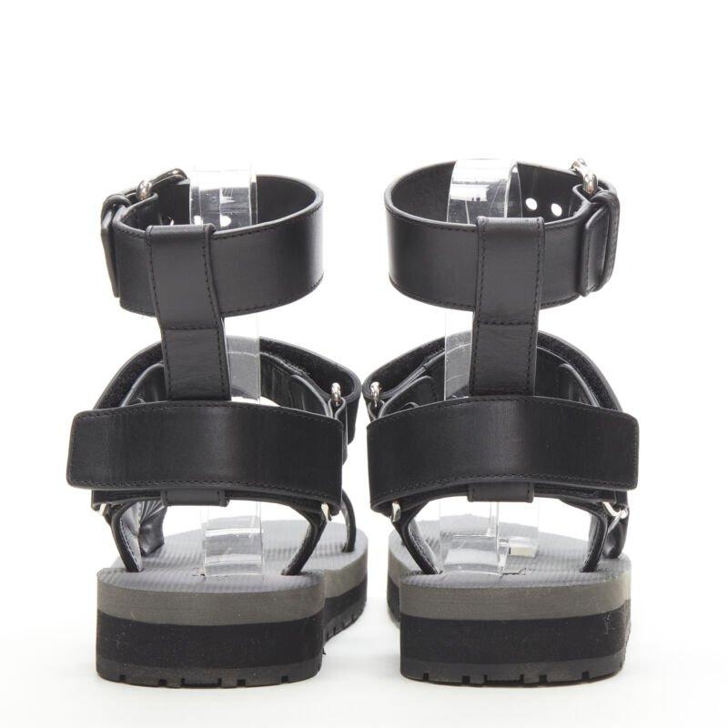 Women's PRADA black silver punk stud embellished sports strap gladiator sandals EU36 For Sale