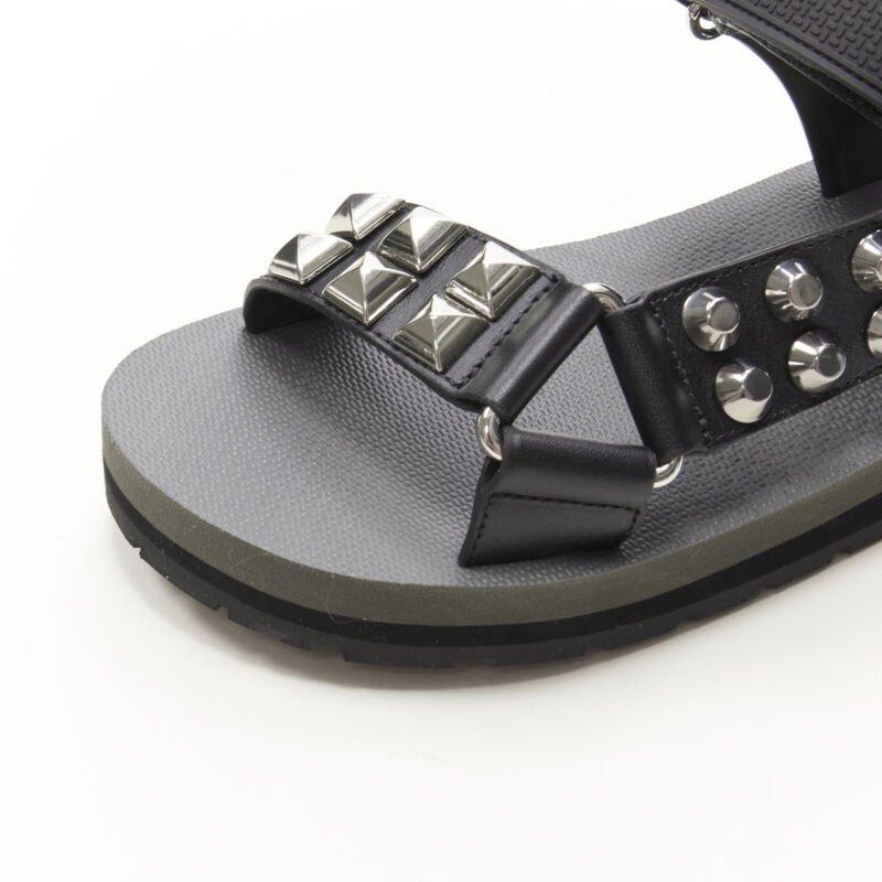 PRADA black silver punk stud embellished sports strap gladiator sandals EU36 For Sale 2