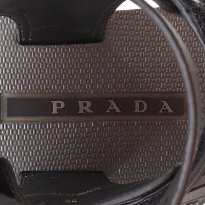 PRADA black silver punk stud embellished sports strap gladiator sandals EU36 For Sale 4