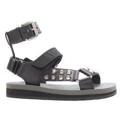 PRADA black silver punk stud embellished sports strap gladiator sandals EU36
