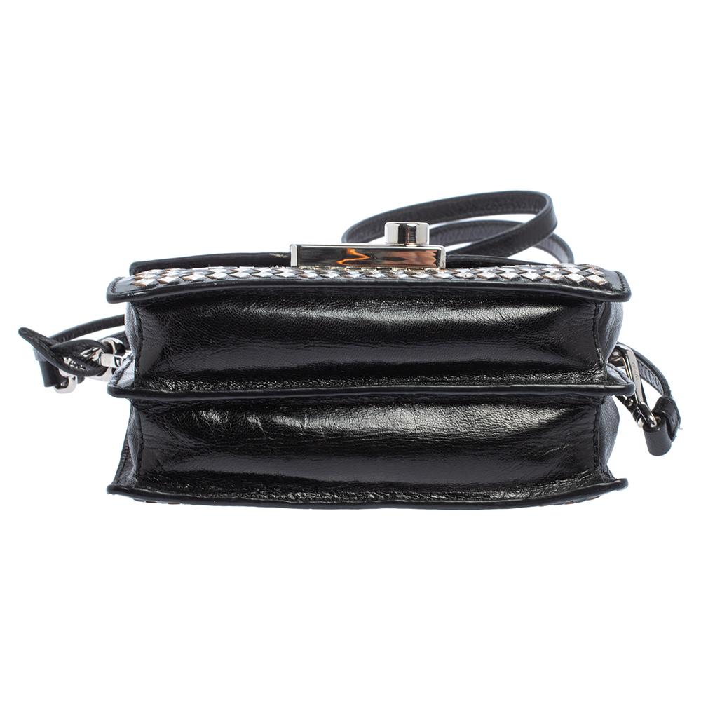 black woven leather crossbody bag