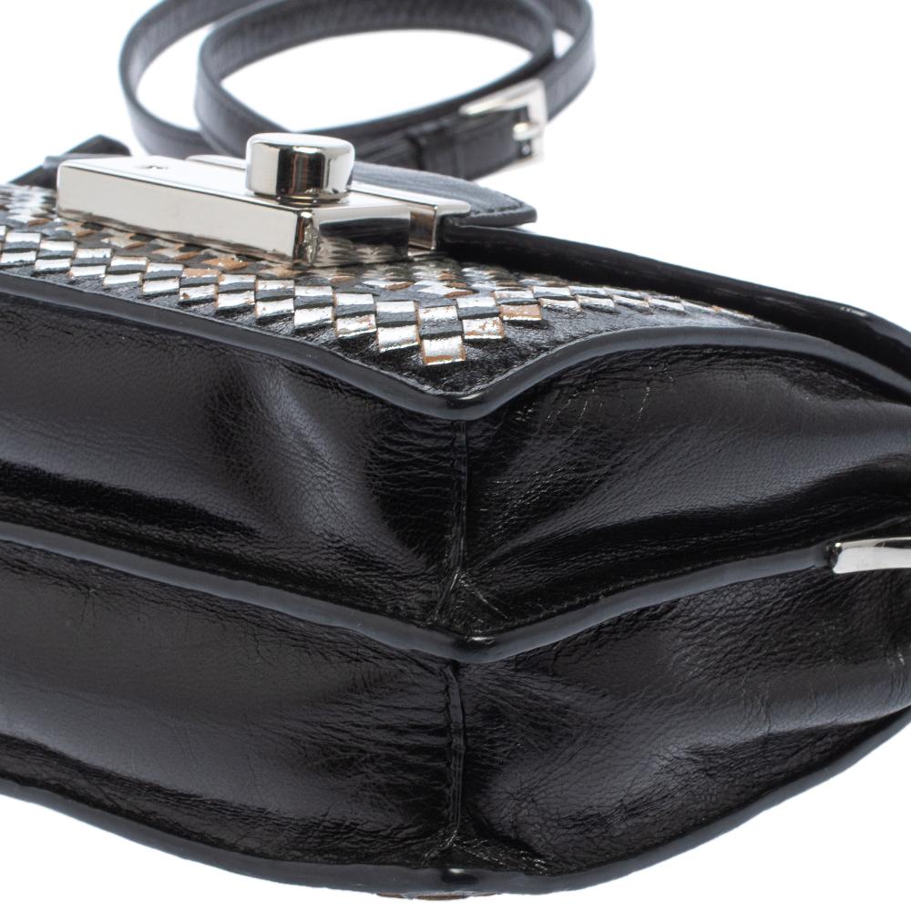 Prada Black/Silver Woven Leather Sound Crossbody Bag 1