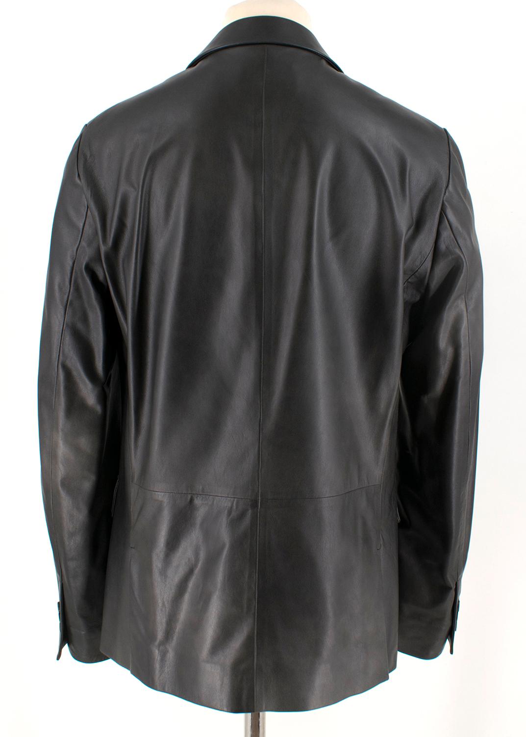 Black Prada black single-breasted 100% lamb skin Jacket	size 50