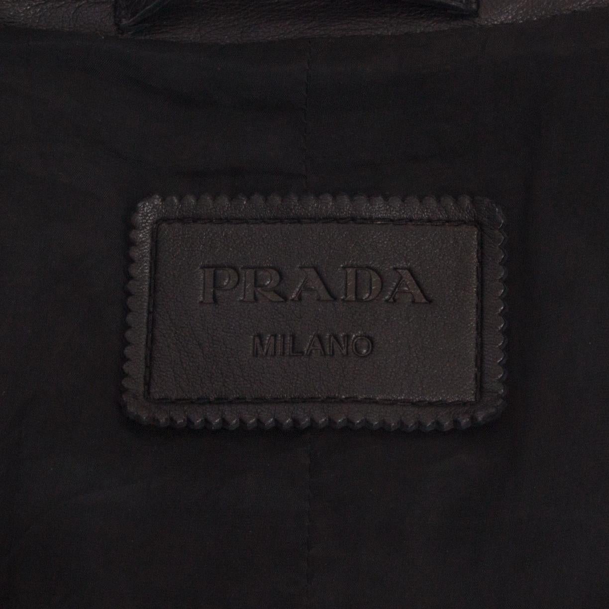 PRADA black SINGLE BREASTED LEATHER Coat Jacket 40 S 1